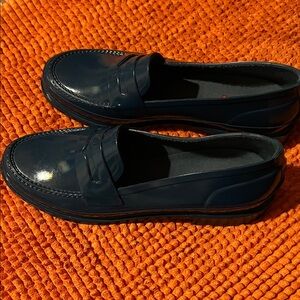 Hunter Shiny Blue Rubber Loafers